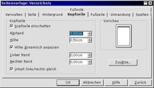 Abbildung 3: In unserem Beispieldokument sollte der Abstand für die Kopfzeile einen Zentimeter betragen