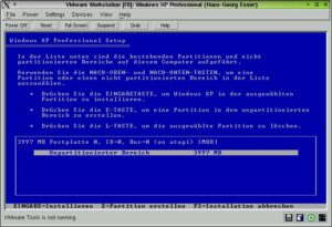 Abbildung 3: Start des XP Setup