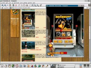 Abbildung 3: Konqueror führt hier eines der Online-Spiele vom Moorhuhn-Server aus; die Flash-Anwendung wurde über einen JavaScript-Aufruf gestartet
