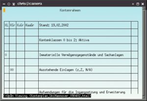 Abbildung 3: Mit w3m dargestellte Tabelle in der Textkonsole