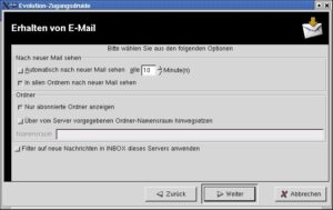 Abbildung 3: Einstellungen zum Erhalt von E-Mail