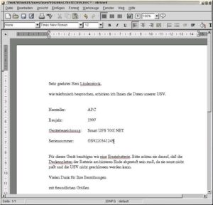 Abbildung 3: Abiword ist eine recht gelungene Textverarbeitung, hat aber Probleme mit der deutschen Rechtschreibung