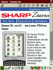 Abbildung 3: http://www.zaurus.de/ im Opera-Browser