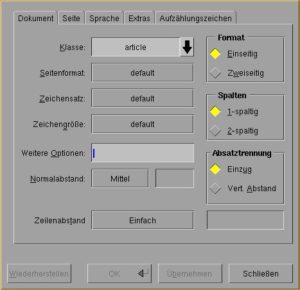 Abbildung 3: Der Dialog für die Option Layout/Dokument