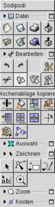 Abbildung 3: Alles was man zum Zeichnen braucht – die Icon-Leiste von Sodipodi