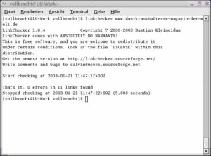 Abbildung 3: LinkChecker auf der Konsole