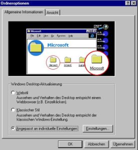 Abbildung 3: Gut versteckt sind die Orderoptionen im Explorer oder Arbeitsplatz