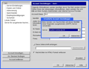 Abbildung 3: SMTP-Server-Einstellung unter Mozilla