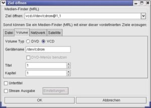 Abbildung 3: DVD und VCD akzeptiert VLC als Datenquellen ebenso wie digitales Fernsehen