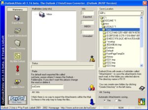 Abbildung 3: Das Hauptmenü von Outlook2Unix