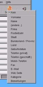Abbildung 3: Auswahl zum Sortieren der Adressdaten.