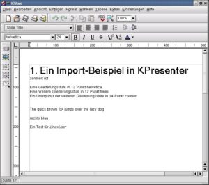 Abbildung 3b: … sieht nach dem Import unter KWord so aus