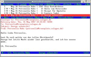 Abbildung 4: Geteilte Ansicht ist doppelte Freude: Blenden Sie ein paar Index-Zeilen auch im Pager von Mutt ein.