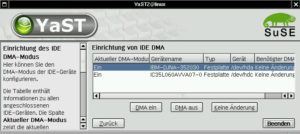 Abbildung 4: Einschalten der DMA-Unterstützung unter SuSE
