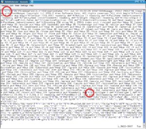 Abbildung 4: Damit Qt richtig arbeitet, muss die markierte Leerzeile aus der Datei Advertisement.pfb entfernt und die Länge des ASCII-Teils am Dateianfang angepasst werden