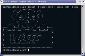 Abbildung 4: Im Duo richtig stark: Font-Programm figlet und Rahmengenerator boxes