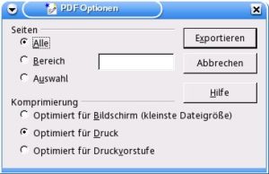 Abbildung 4: Star- und OpenOffice erlauben nur wenige Einstellungen beim PDF-Export