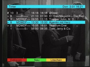 Abbildung 4: Die Timer-Übersicht: Neben einmaligen Aufnahmen lassen sich Serien programmieren. Fällt eine solche Serien-Aufnahme beispielsweise wegen Feiertagen aus, lässt sie sich einfach deaktivieren