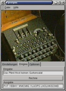 Abbildung 4: Genigma beim Verschlüsseln eines geschichtsträchtigen Satzes