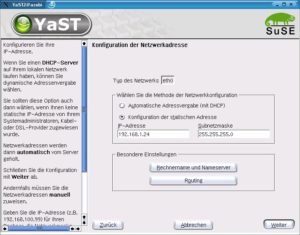 Abbildung 4: Manuelles Festlegen von IP-Adresse und Netzwerkmaske