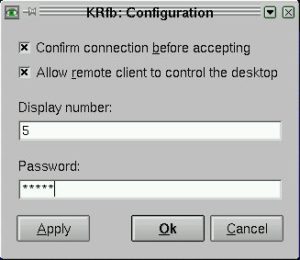 Abbildung 4: Die krfb-Konfiguration wird über das Kontextmenü des krfb-Icons in der Startleiste aufgerufen