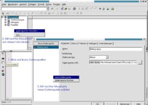 Abbildung 4: Schritte zum Anbinden der Datenbank an die Office-Software