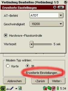 Abbildung 4: Die erweiterten Einstellungen der Wählverbindung