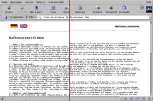 Abbildung 4: Die Darstellung einer schlecht lesbaren Seite nach dem Editieren der Ressourcen-Datei (links), rechts Netscapes Textdarstellung im Original