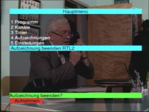 Abbildung 4: Mit der roten Taste (»F1«) kann im Hauptmenü das gerade laufende Programm aufgezeichnet werden. Die Aufnahme endet, so über das Timer-Menü (Punkt 3) nichts anderes eingestellt wird, nach zwei Stunden.