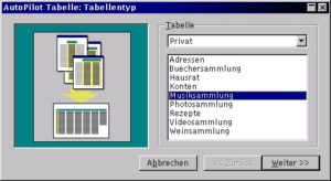 Abbildung 4: Mit Hilfe des Autopiloten wird eine Vorauswahl der Tabellen getroffen. Für unser Beispiel sollten die im Bild gezeigten Einstellungen gewählt werden