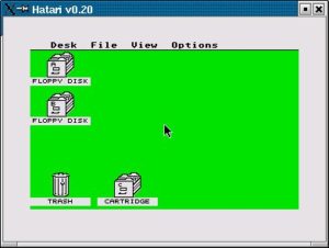 Abbildung 4: Der Emulator Hatari mit dem typischen grünen Desktop