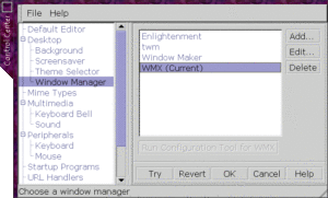 Abbildung 4: Wahl des Window-Managers im Control Center