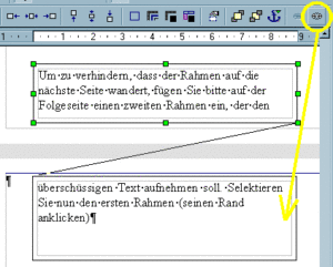 Abbildung 4: Zwischen verketteten Textrahmen fließt der Text