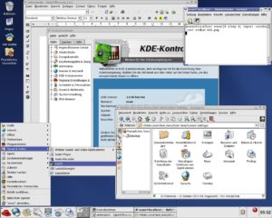 Abbildung 4: Bei Anmeldung unter KDE sieht der Desktop fast gleich aus; als Datei-Manager wird hier KDEs Konqueror verwendet