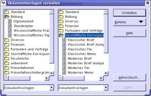 Abbildung 4: Verwalten von Dokumentvorlagen