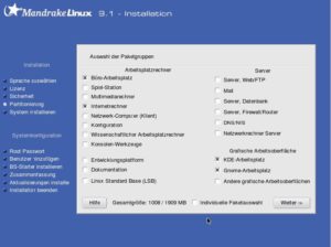 Abbildung 4: Treffen Sie bei den Kategorien eine grobe Vorauswahl, welche Pakete später auf dem System installiert werden sollen