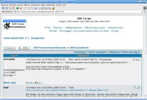 Abbildung 4: Das neue KDE-Forum hält hoffentlich Antworten auf all Ihre Fragen bereit