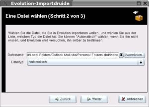 Abbildung 4: Der Importassistent von Evolution