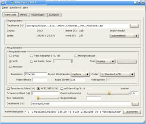 Abbildung 4: Eine Fülle von Optionen greifbar macht der Transcode-Tab von kavi2svcd