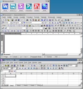 Abbildung 40: Jede Applikation unter HancomOffice geht in ihrer Bedienung eigene Wege (von oben nach unten: HancomShell, HancomWord 6, HancomSheet)