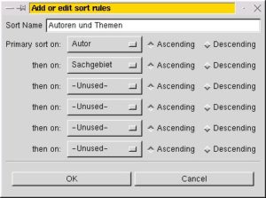 Abbildung 4: Einstellungen für die Sortierung.