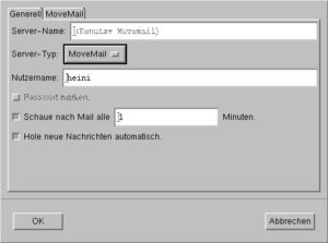 Abbildung 4a: MoveMail wird als Server gewählt