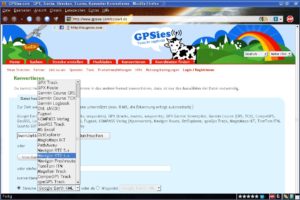 Abbildung 5: Der Online-Service GPSies erlaubt nicht nur das Konvertieren verschiedener Tracking-Formate in andere, sondern auch das Bearbeiten und Veröffentlichen.
