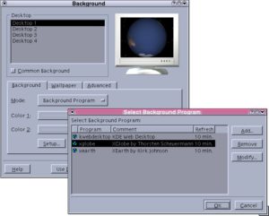 Abbildung 5: xearth oder xglobe als KDE-Hintergrund?