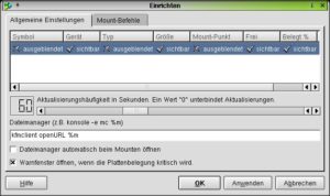 Abbildung 5: Wählen Sie aus, welche Informationen KDiskFree anzeigen soll und welche nicht