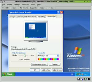 Abbildung 5: Sind die VMware Tools installiert, kann auch die Auflösung hochgesetzt werden