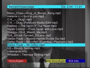 Abbildung 5: In der Datei-Auswahl können Sie einzelne Titel der Playlist hinzufügen. Auch die ID3-Tags - soweit vorhanden - zeigt das MP3-Modul korrekt an.