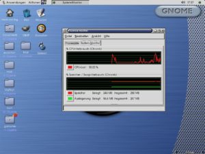 Abbildung 5: Der neue Desktop mit dem GNOME System Montor alias Procman