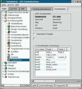 Abbildung 5: KDE 3 integriert die xmodmap-Ausgabe ins Kontrollzentrum