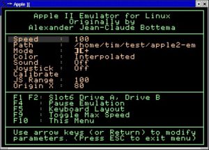 Abbildung 5: Das Konfigurationsmenü des Apple II+ Emulator